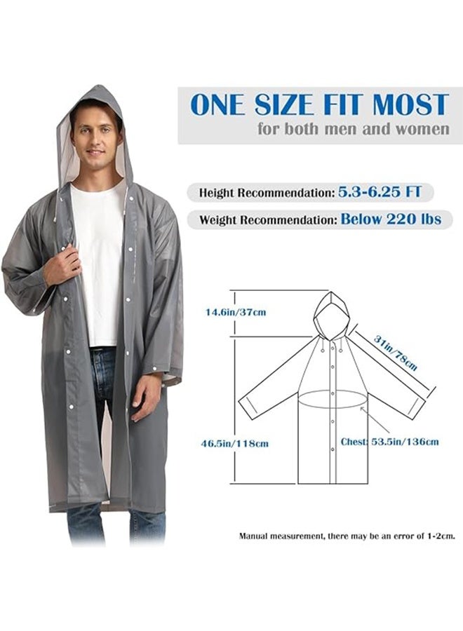 2 Pack Rain Coat, Reusable EVA Rain Ponchos for Adults with Drawstring Hood for Women Men, Camping, Hiking, Travelling - Image 2
